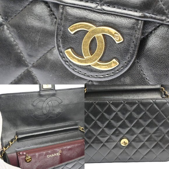CHANEL CC Logo Matelasse Chain Shoulder Bag Leather Black GHW France 879RF086 - Picture 3 of 14